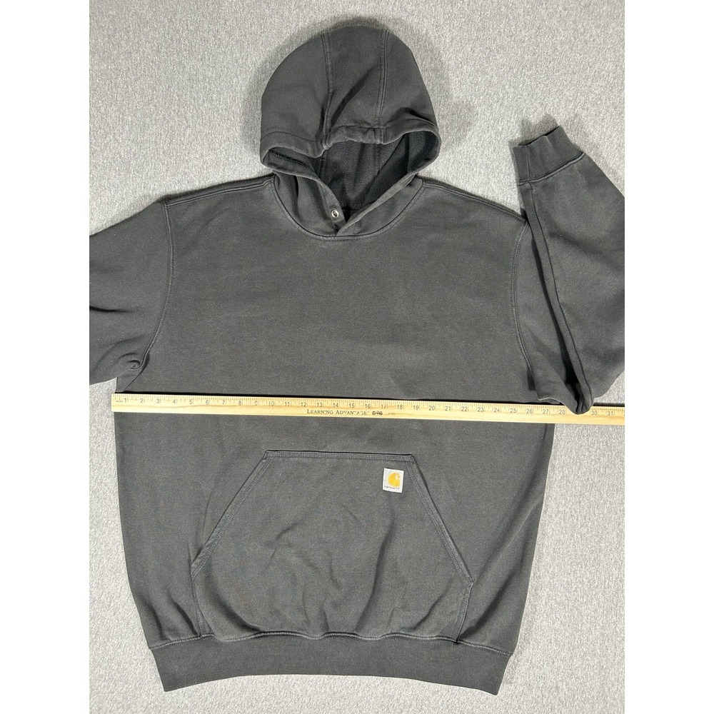 Carhartt Loose Fit Hoodie Men's XL Black Sleeve Logo Spellout Pocket Sweatshirt - Picture 7 of 9